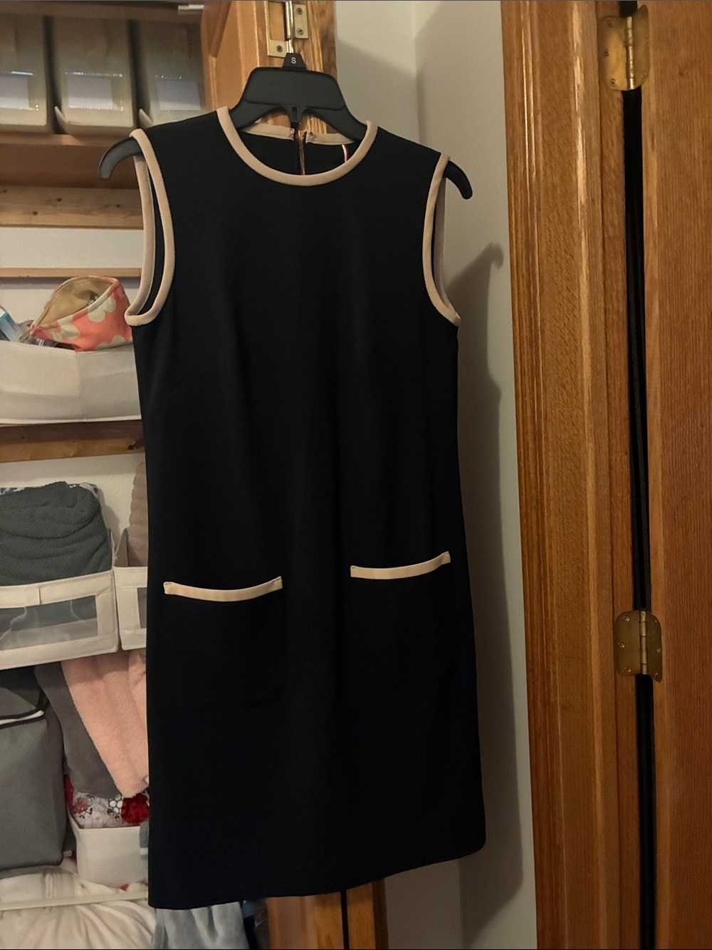 Tommy Hilfiger Black Mini Shift Dress with Cream Trim